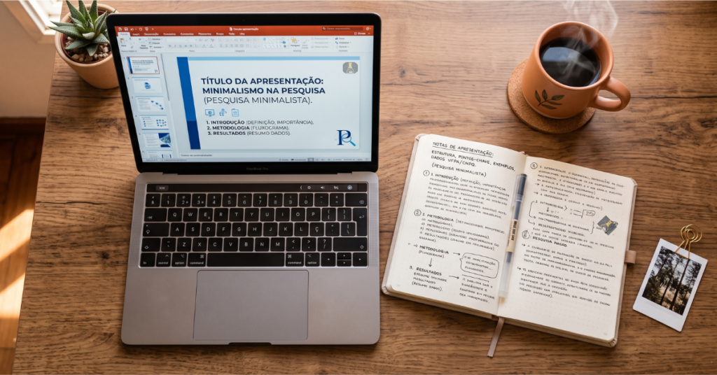 Escolhendo os materiais e conteúdos que vão entrar no slide para TCC.