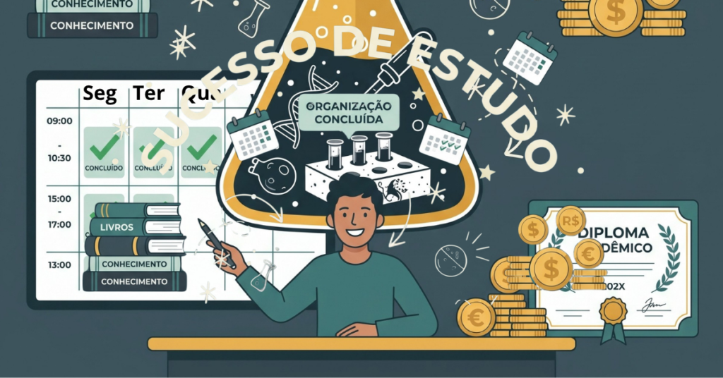 Organização e planejamento para obter sucesso financeiro e acadêmico na faculdade.