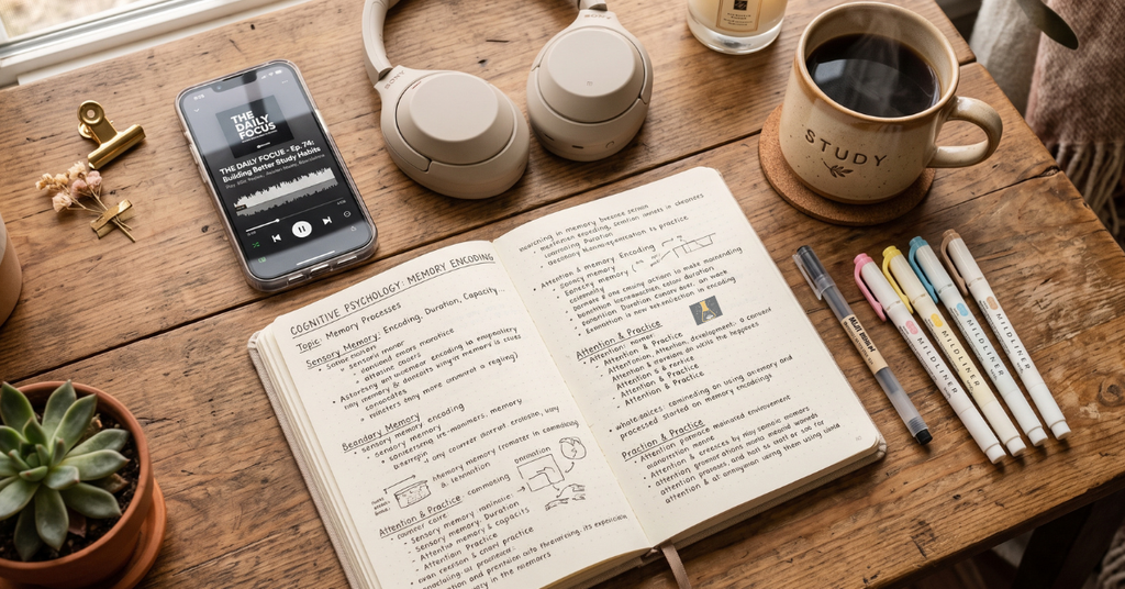 Mesa de estudos com várias opções de treinamentos simples para se tornar fluente em inglês