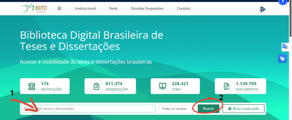 Print de tela bases acadêmicas - BDTD